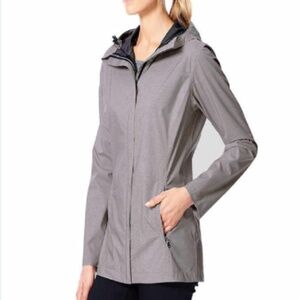 32 Cool Gray Melange Outdoor Waterproof Hooded Full Zip Rain Jacket Size M